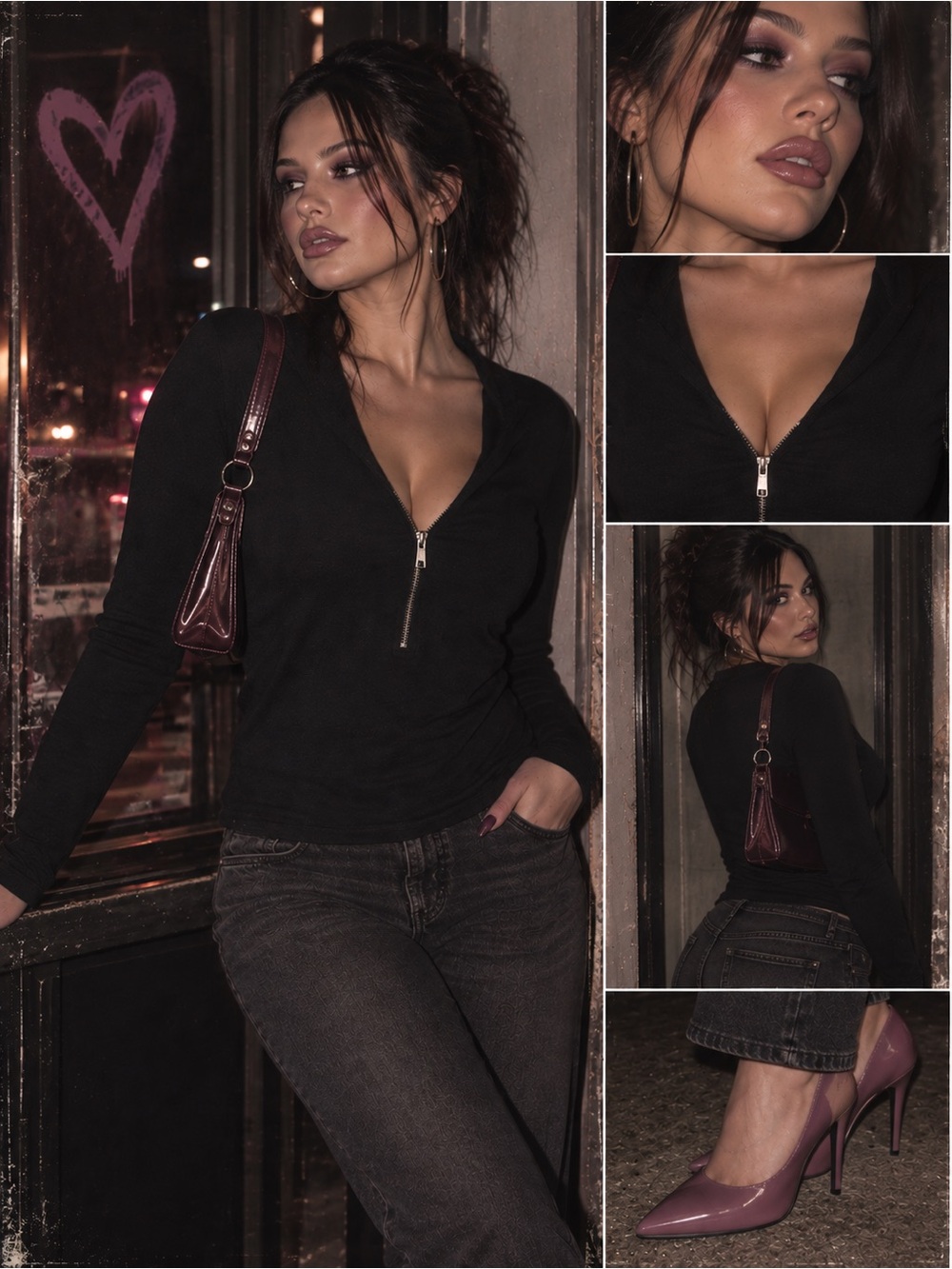 Dynamite 🖤 | Black | Half-Zip Long Sleeve | Size L/G | Rayon Blend